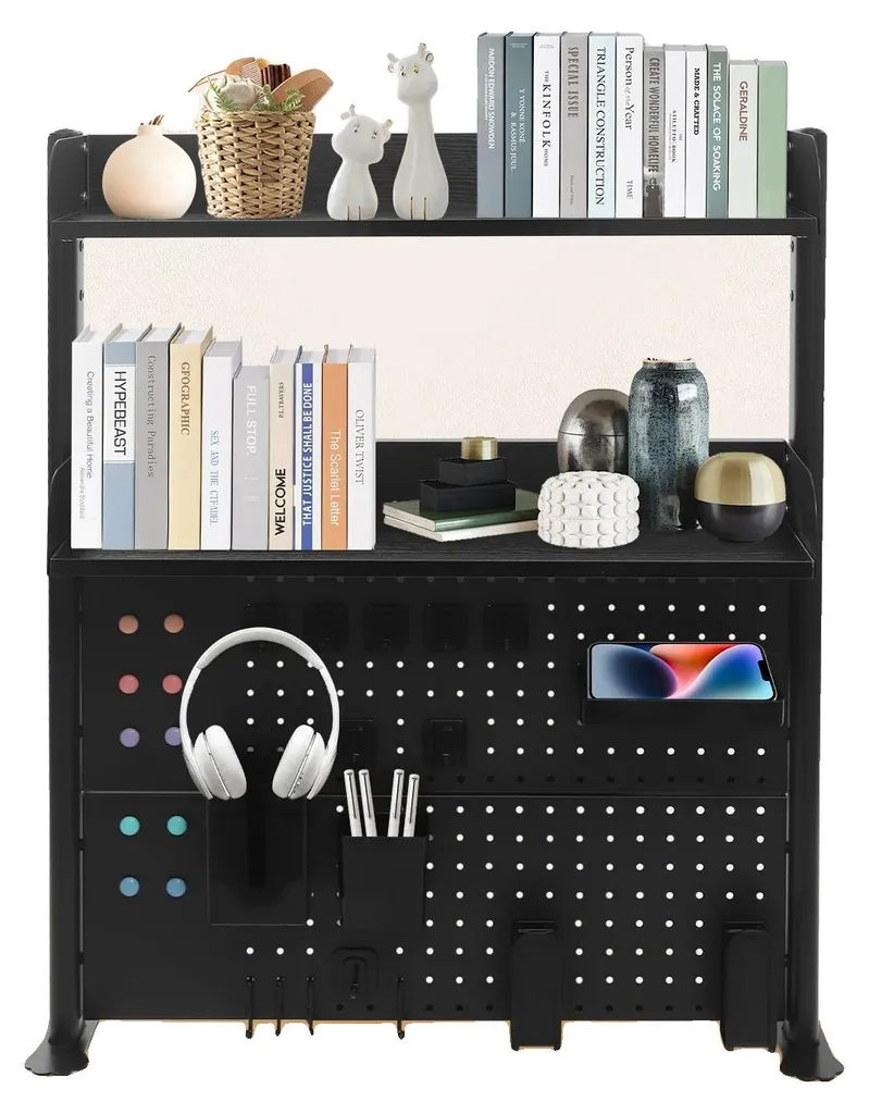 Bibliothèque de Bureau en Acier Carbone 80x23,5x95 cm avec 2 Tablettes