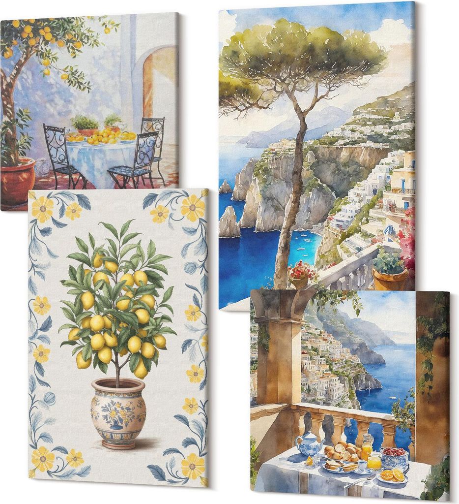 Leinwandbilder Mehrteilig 4-teilig – Modernes Design – Hochwertiger Polycanvas Kunstdruck – Wanddekoration & Wandkunst – Bilder für Zuhaus...