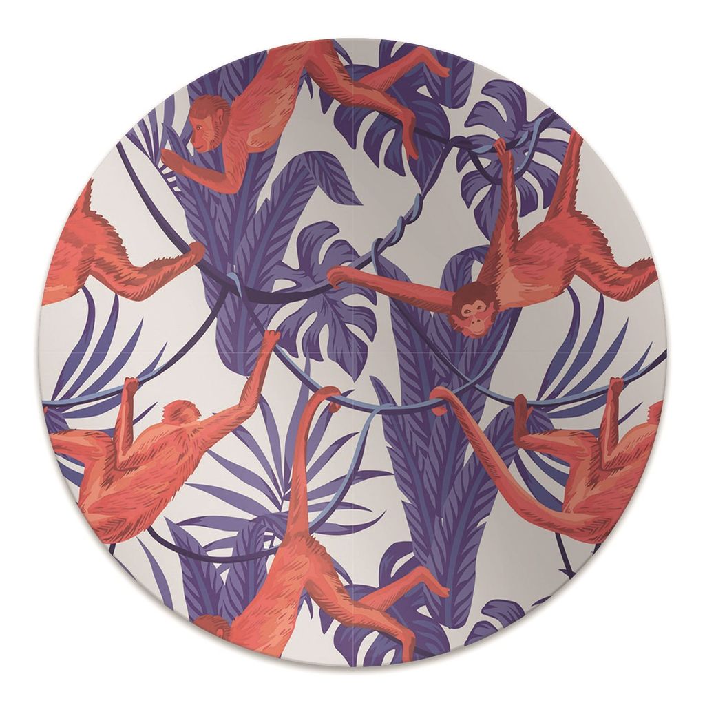 Rundmatte - Stuhlunterlage Bürostuhlunterlage - Rund Ø 100 cm - Bodenmatte - Fußmatte - Rote Affen