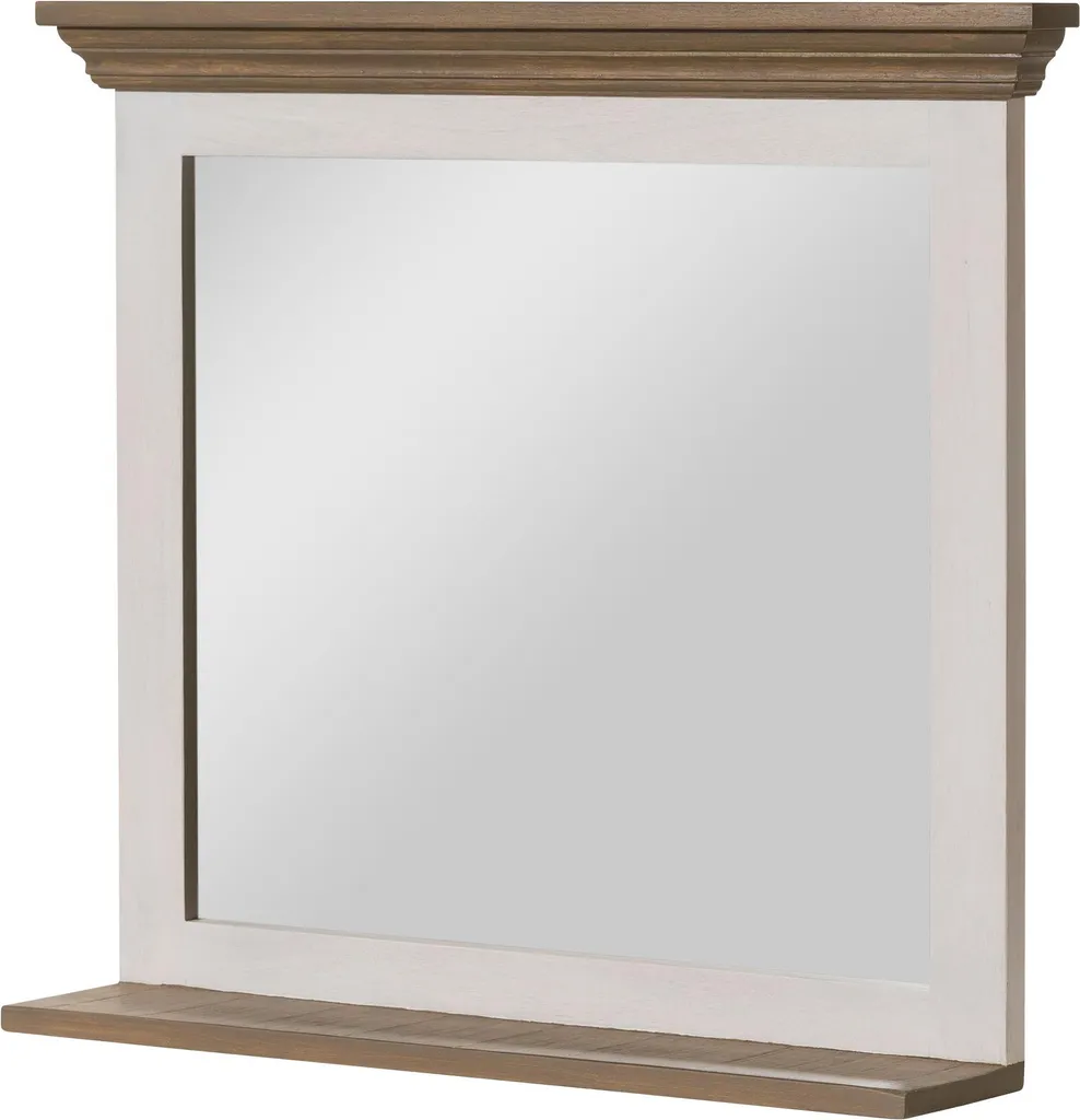 Miroir d'Entrée avec Rangement Bois Blanc pour Agrandir l'Espace 70x15cm