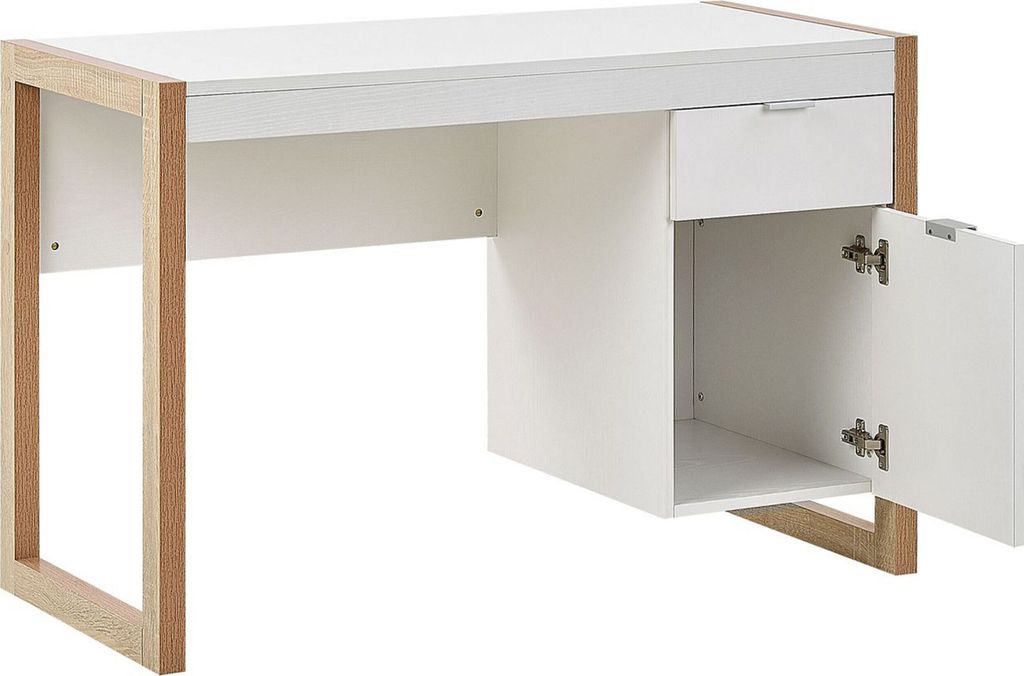 BELIANI Biurko domowe białe drewniane 110 x 50 cm 1 Zdjęcie produktu 4