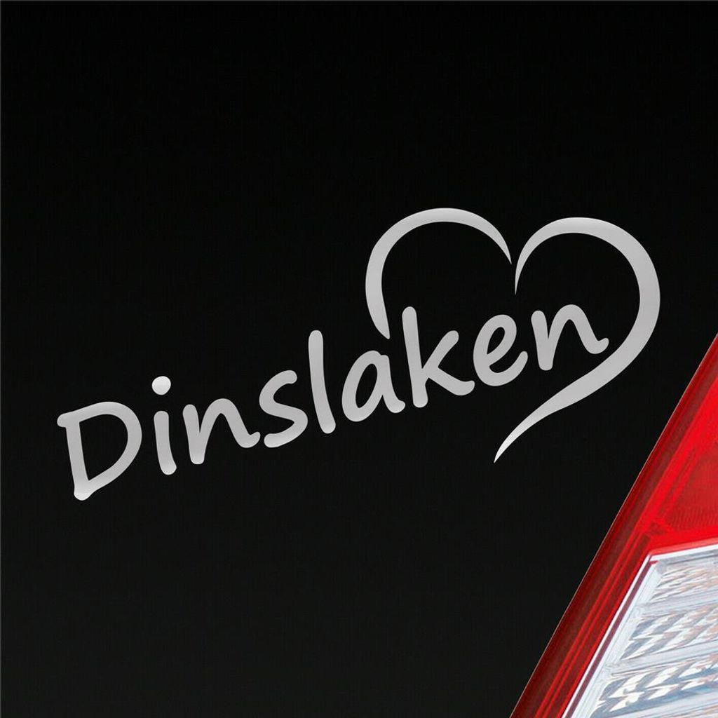 Auto Aufkleber Dinslaken Herz Stadt City Liebe Love Heimat Heart 19x8 cm Silber Sticker Heckscheibenaufkleber