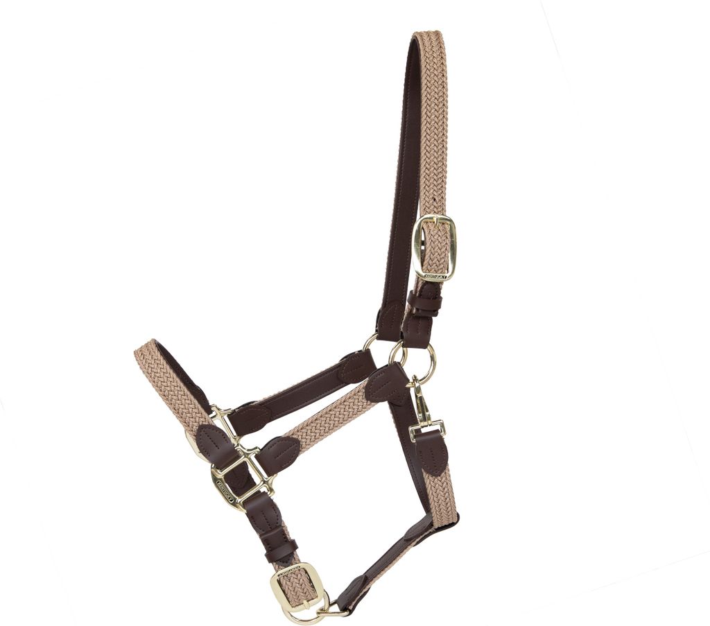 Kentucky Horsewear Stallhalfter Plaited Nylon Halfter Nylonhalfter Beige Full