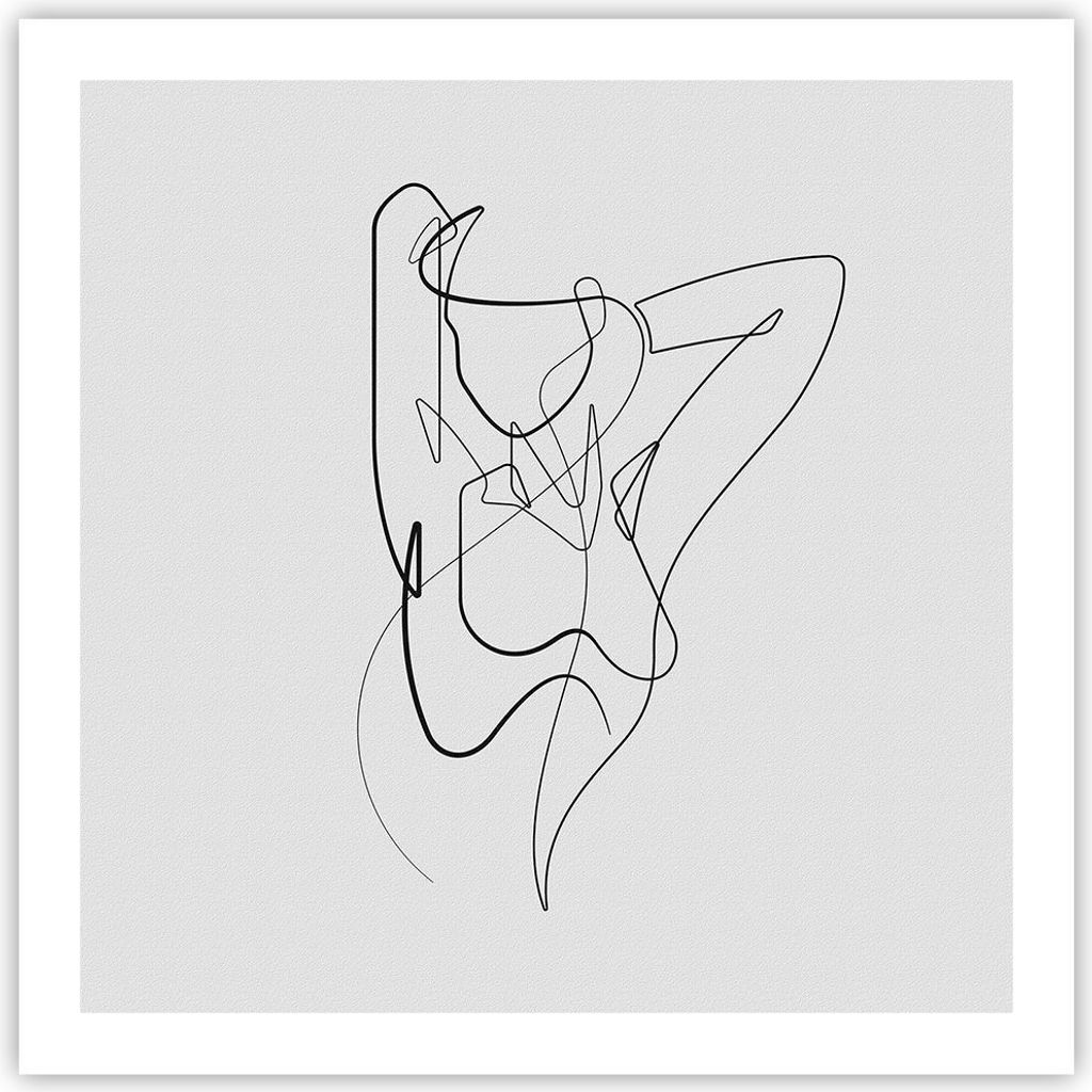 Poster - Poster ohne Rahmen - Frau Bleistift Linie - 60x60 cm - Wand Bild - Wanddeko - Wandbilder - Kunstposter - Wandposter - Bilder - Kunstdruck ...