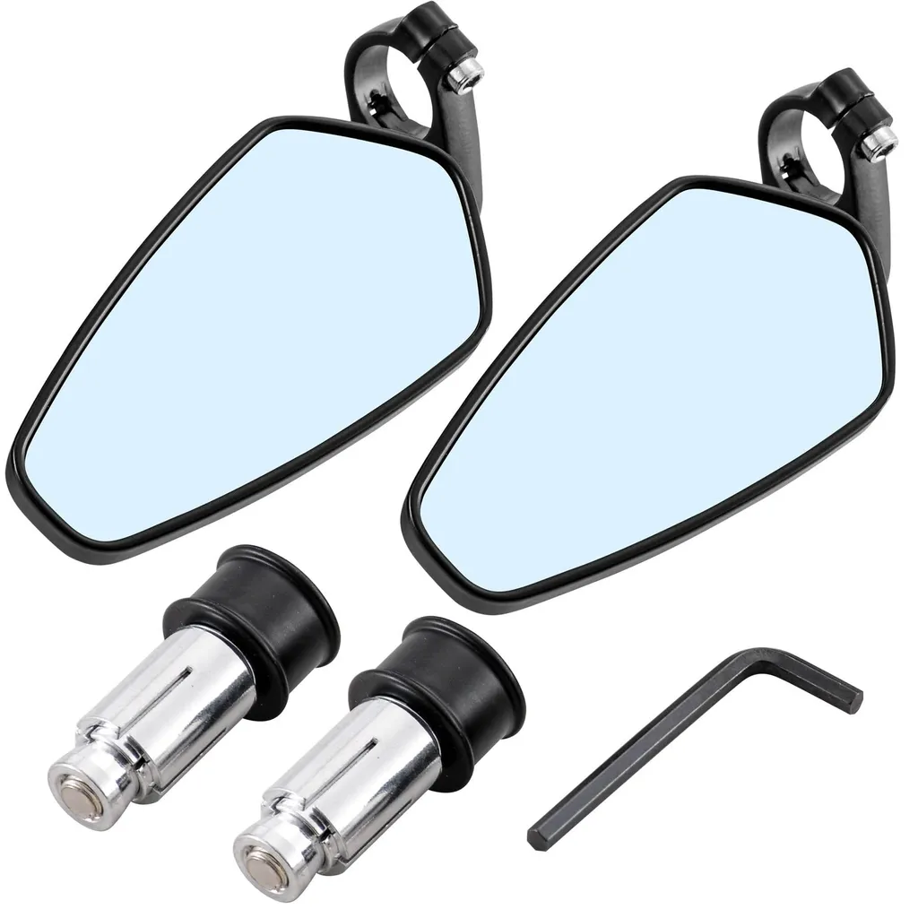 Rétroviseurs Moto de Remplacement 22mm Noir CNC pour Conduite de Nuit Sécurisée