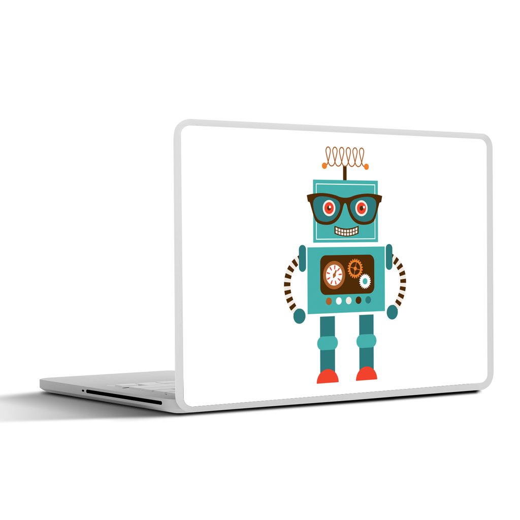 MuchoWow Laptop Aufkleber Sticker Cover Roboter - Schutzbrille - Zahnräder - Gesicht - Jungen - Kinder 30x21 cm - Sticker für Laptop - Selbstkl...