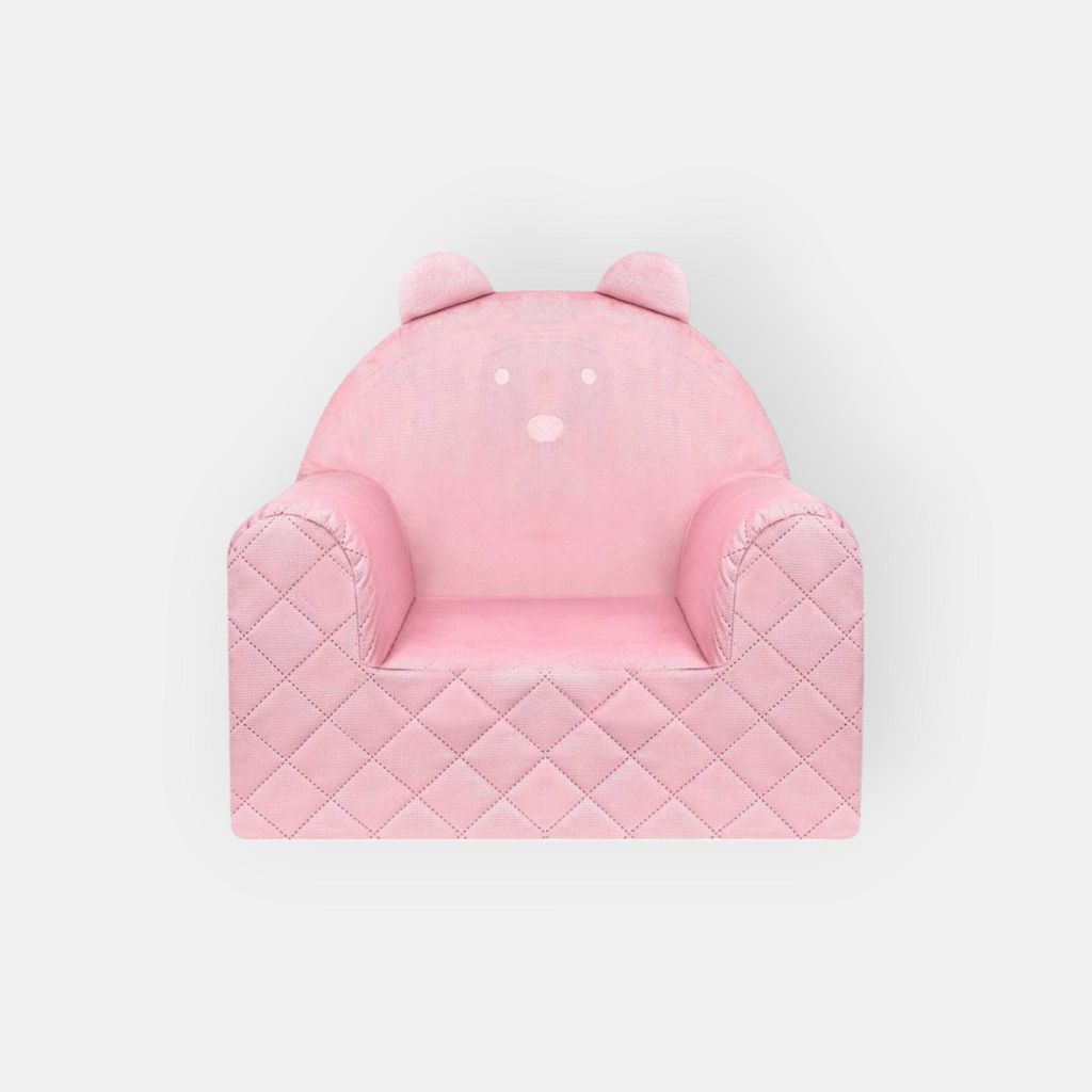 Kindersessel in Bärenform aus Samt und Schaumstoff rosa | Produktbild 