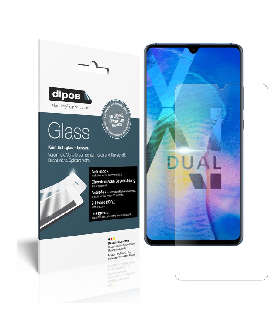 2x Schutzfolie für Huawei Mate 20 X 5G matt - Anti-Shock 9H Folie dipos Glass Kunststoffglas