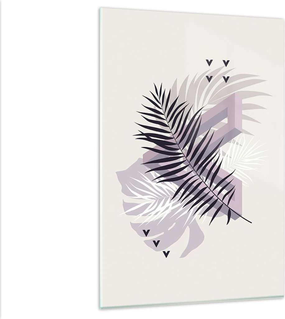 Bilder auf glas - Einteilig - Grafiken Blatt Buntstift - 80x120cm - Glasbilder - Wandbilder - Bilder - zum Aufhängen bereit - Wanddekoration aus G...