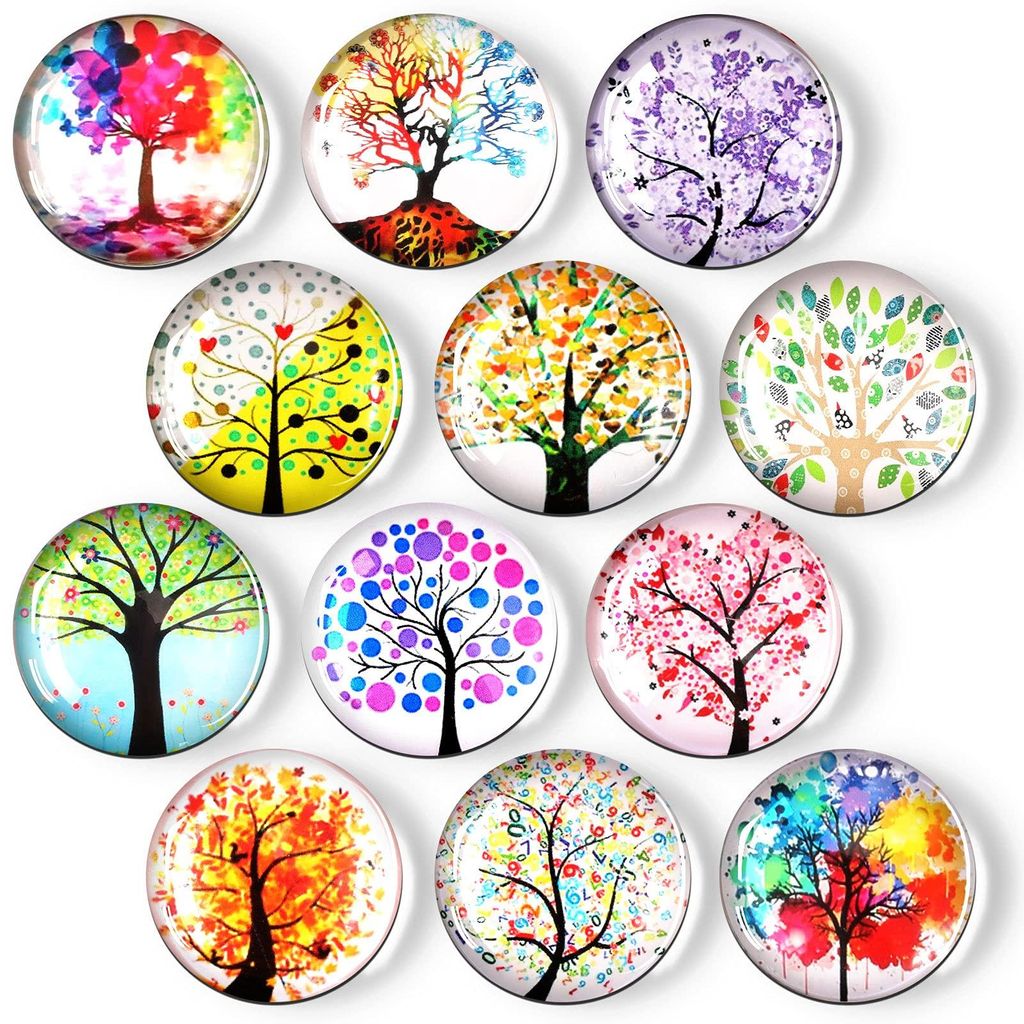 Dekorative Kühlschrankmagnete – Lebensbaum, Büromagnete, für Whiteboards, Karten, Heimdekoration, Bastelarbeiten, Klassenzimmer, 12 Stück