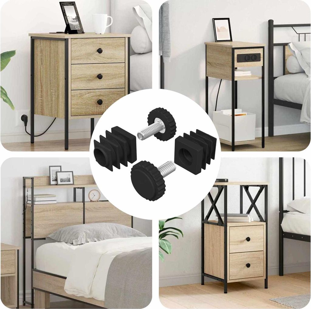 vidaXL Möbel Leveler Verstellbar 2 pcs Schwarz M6 PP