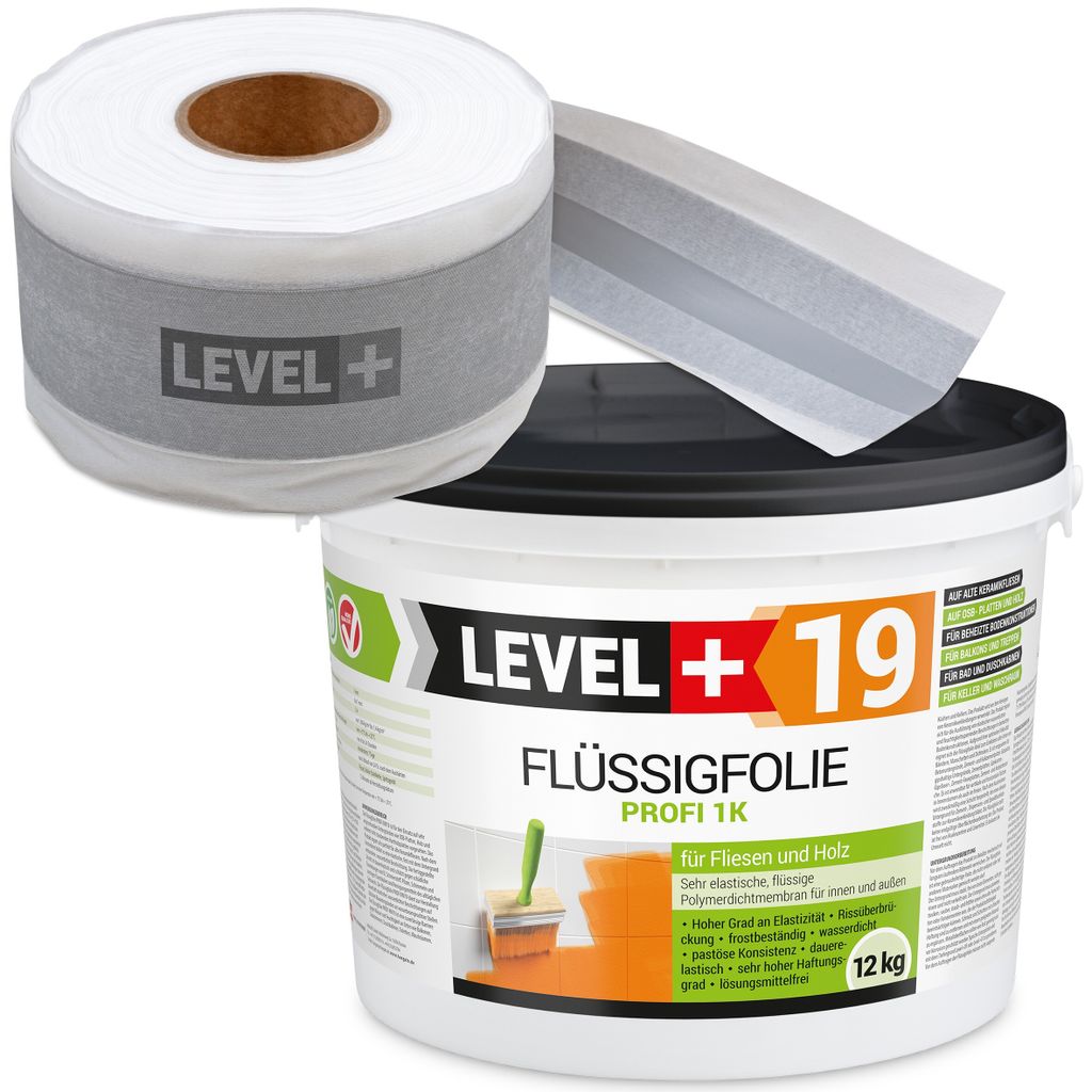 Dichtset Innen Außen Abdichtung-Set SET527 Flüssigfolie 12kg Auf Holz Fliesen OSB Wasserdicht Dichtband 120/70mm Ausdehnbar