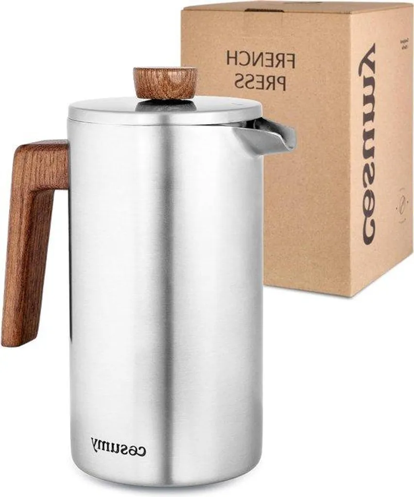 Carafe presse-fruits 1L inox isolante avec finition chêne élégante