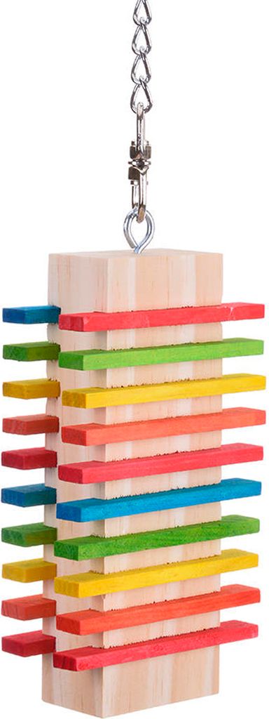 Slidy II Side Papageienspielzeug aus Holz- farbenfrohes Intelligenzspielzeug