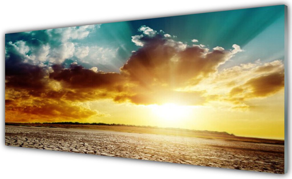 Küchenrückwand aus Glas 125x50cm Spritzschutz Sonne Wolken Wüste Landschaft