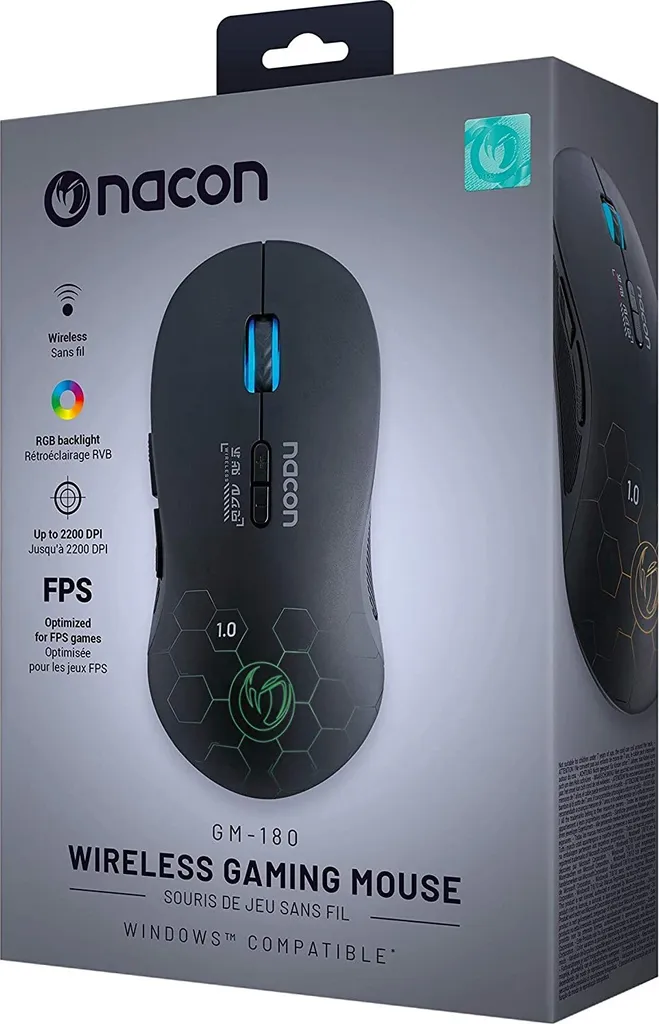 Souris Gamer Optique sans fil NACON GM-180 et Rétroéclairage RGB LED