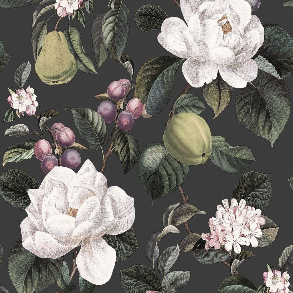 Holden Décor - "Pyrus Floral" Tapete AG3823 (10 m x 53 cm) (Holzkohle)