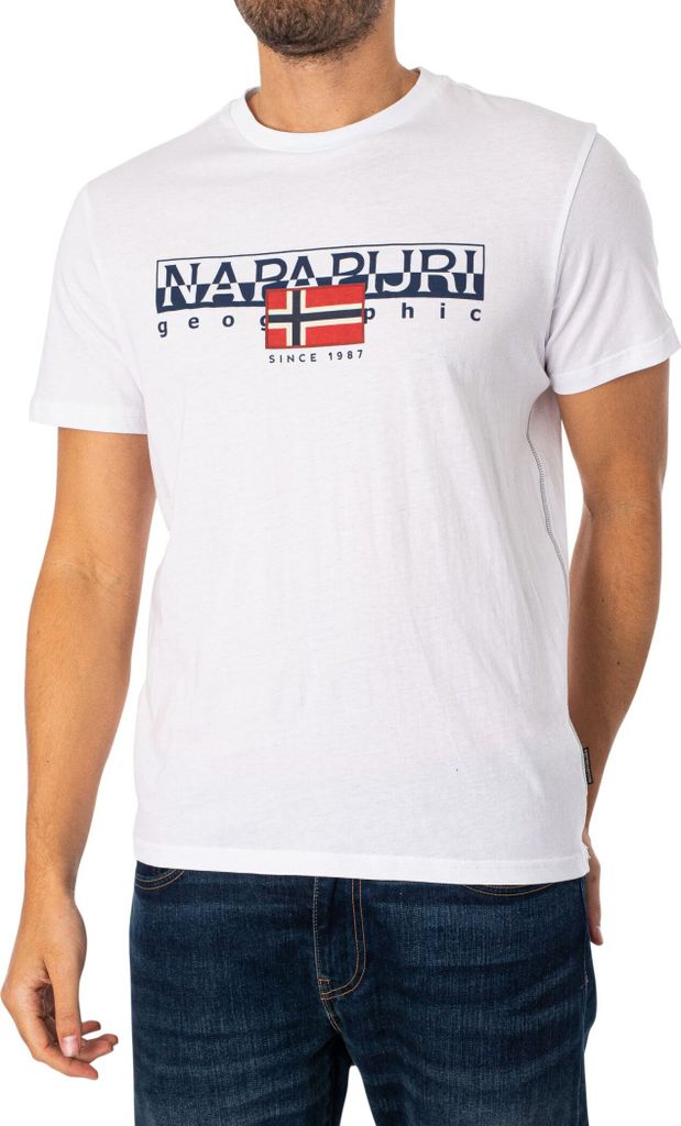 NAPAPIJRI HERREN-KURZÄRMELIGES T-SHIRT WEISS : Farbe - Weiß, Größe - M Größe: M Farbe: Weiß