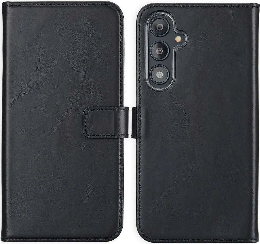 Custodia a libro in vera pelle Selencia per Samsung Galaxy S24 FE - Nero
