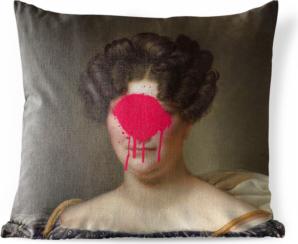 MuchoWow Outdoor Kissen - Johanna Henriette Engelen - Dubois Drahonet - Gemälde - 40x40 cm - Wetterfest - Lounge Kissen - Kopfkissen - Interieur...