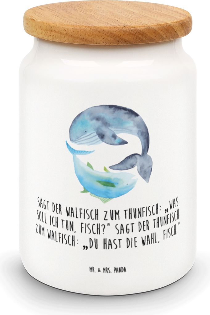 Mr. & Mrs. Panda Dose Walfisch Thunfisch - Weiß - Geschenk, Witz, behälter, Spruch Lustig, Teedose, Wal, Vorratsbehälter, Tunfisch, Wahl, Lustig...