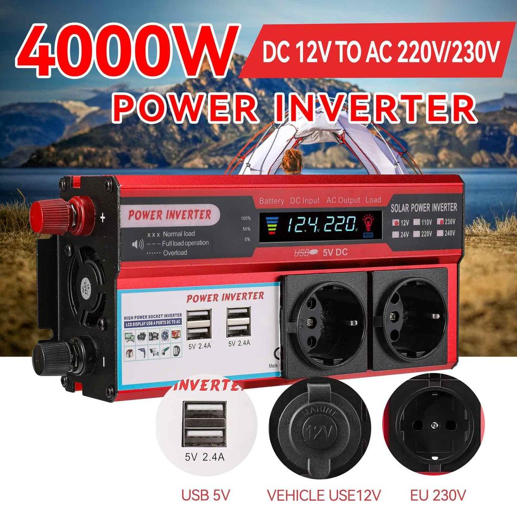 4000W omvormer, DC 12V naar AC 220V/230V, met Productafbeelding 