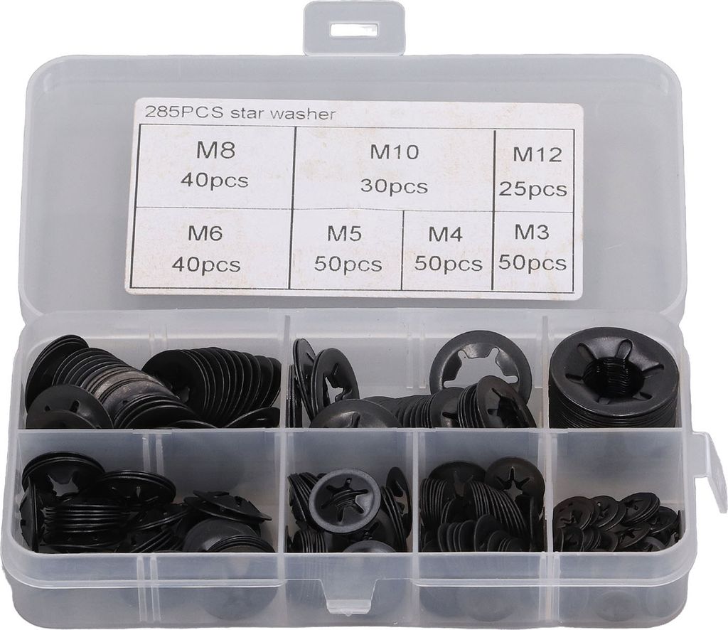 285Stück Starlock Unterlegscheibe Innenverzahnung Verschluss M3 M4 M5 M6 M8 M10 M12 Satz Kit
