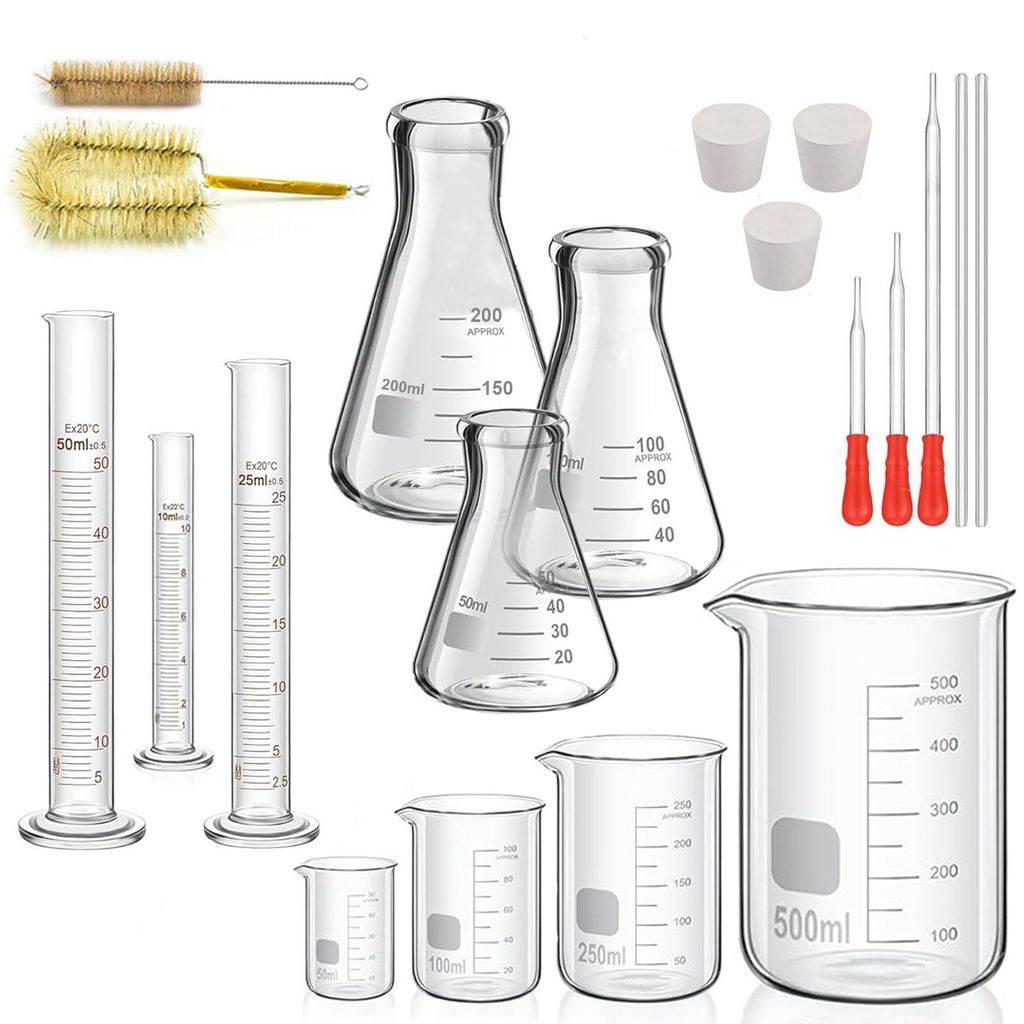 Erlenmeyer Set 10-teilig - Messzylinder 10/25/50 ml - Produktbild 