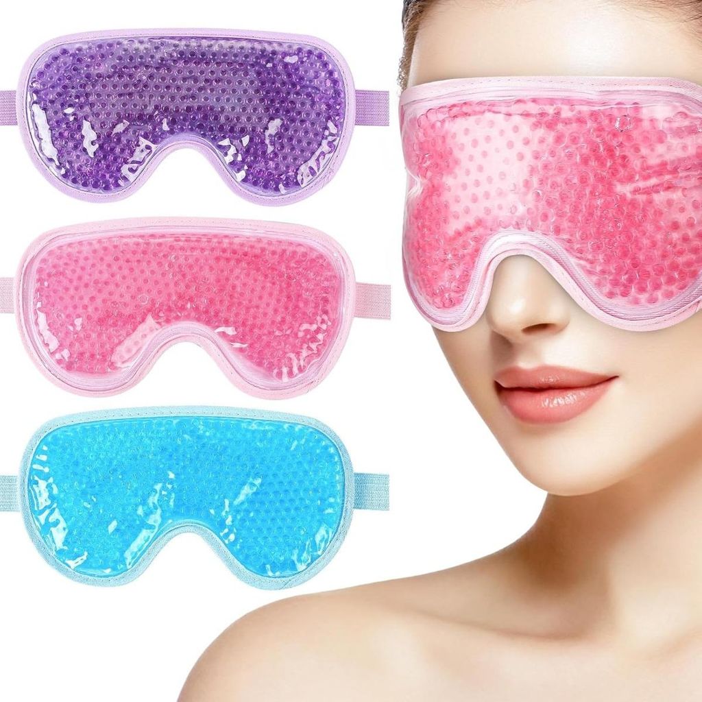 INF 3er-Pack Gel-Augenmasken PVC/Plüsch 19x9.5x1cm heiß/kalt für Reise