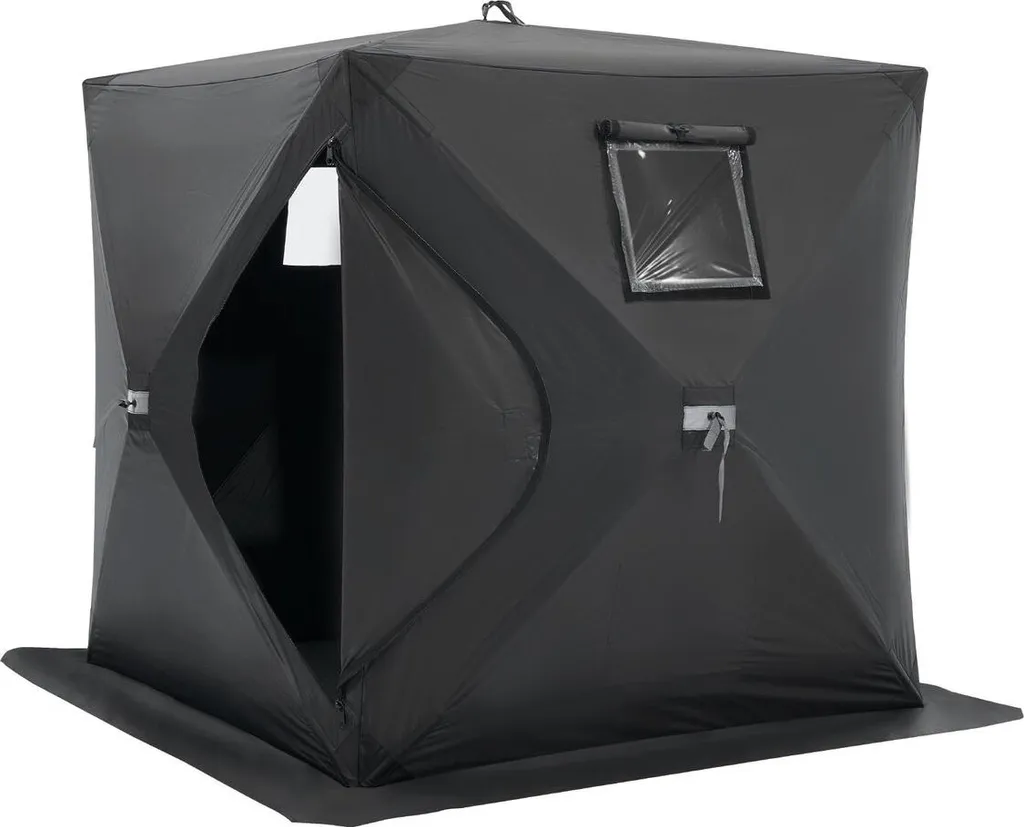 Abri de pêche sur glace 152x152 cm - Tente Oxford noire pour 2 personnes