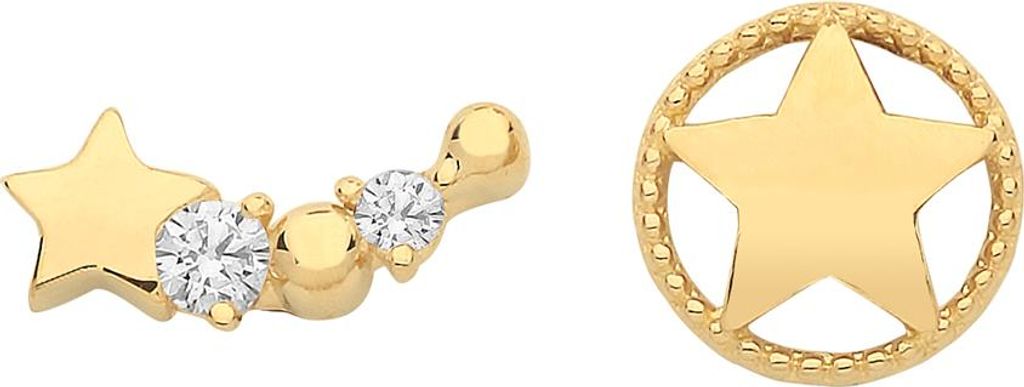 Modische 9 Karat (375) Gold Damen - Paar Ohrstecker mit Zirkonia - 6mm*8mm; TRS26901