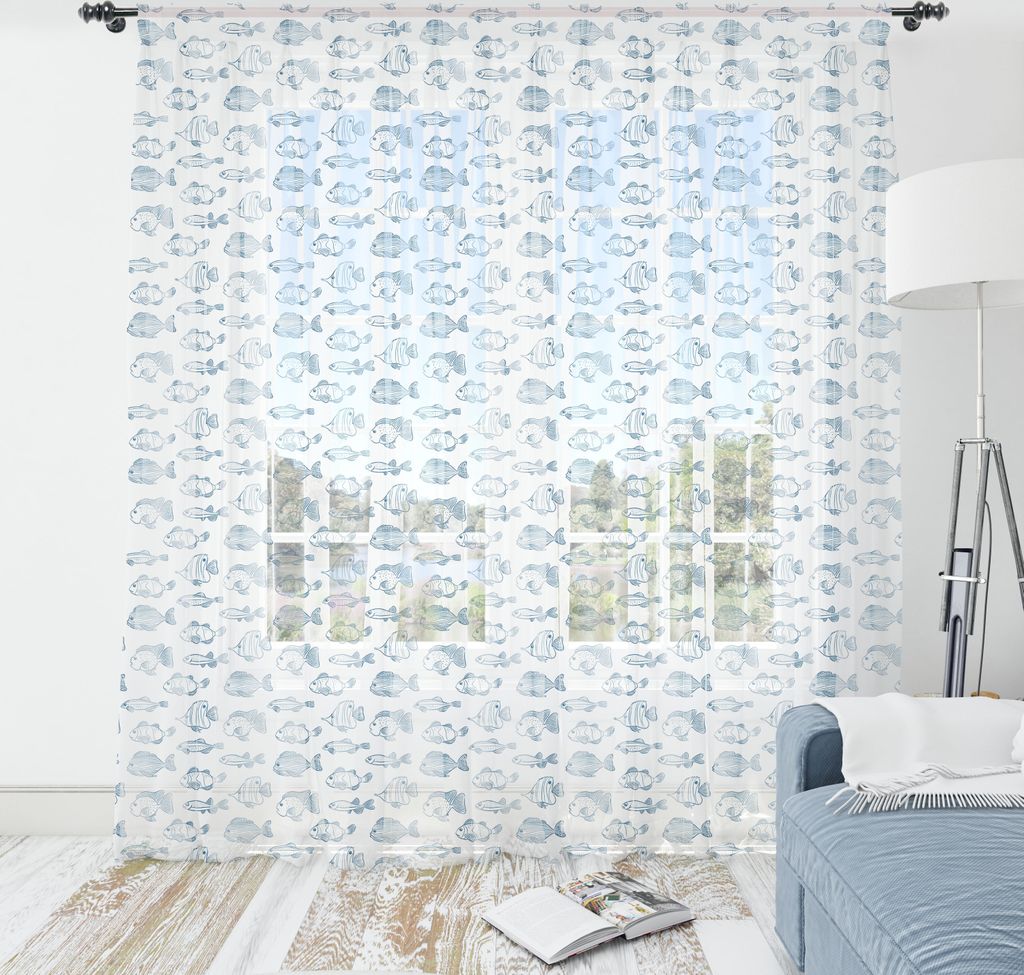ABAKUHAUS Leben im Meer Wandteppich, Umreißentwurf von Hand gezeichneter Fisch Formen und Figuren Aquatic Creatures, Wohnzimmer Schlafzimmer seid...