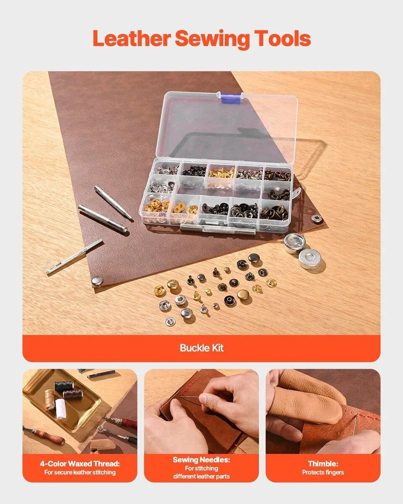 Set de maroquinerie 61 pièces avec outils d'estampage et de perçage - 5