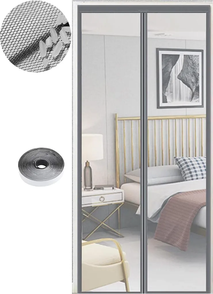Stop aux insectes : Moustiquaire magnétique porte 85x200 cm Gris solide