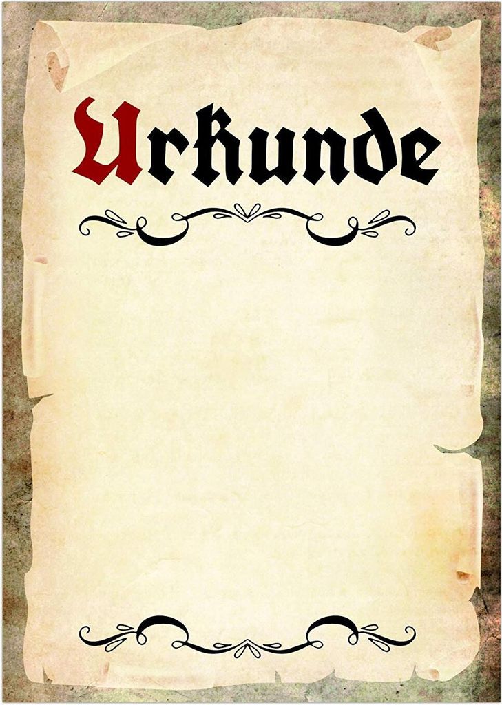 Urkundenpapier DIN A4 im Set (20 Blatt) Aufdruck Urkunde Produktbild 