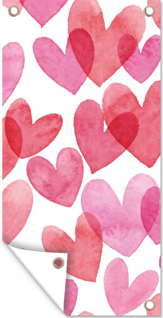 MuchoWow 30x60 cm Outdoor-Poster Gartendeko Sichtschutz Garten Poster für den Garten Ein Aquarell mit Herz-Illustration