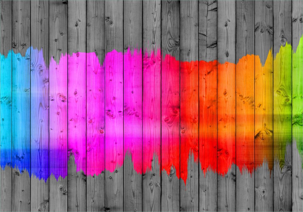 Wallario selbstklebendes Poster - Holzpaneel - Bemaltes buntes Holz, Größe: 70 x 100 cm