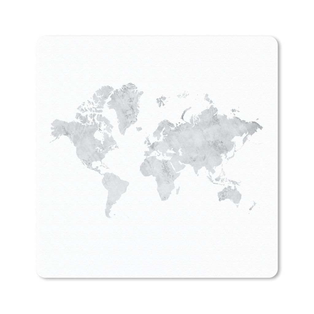 MuchoWow Mauspad Mousepad Weltkarte - Marmor - Grau 20x20 cm - Mousepads - Maus Mat - Pad - Mausunterlage - Desk Mat - Bureauartikeln