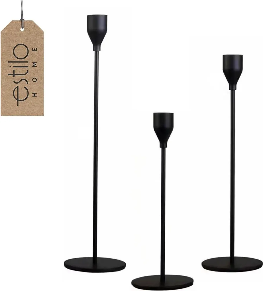 Bougeoir de Noël pour centre de table festif - Lot de 3 décorations noires