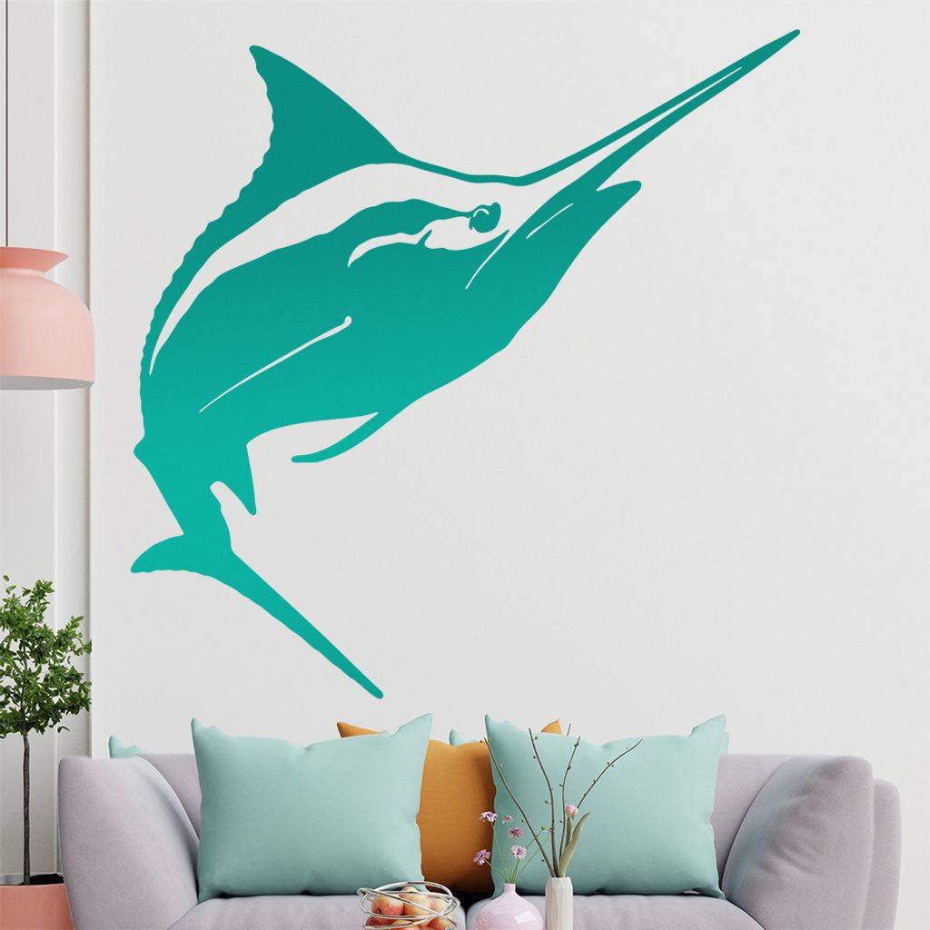 KIWISTAR Schwertfisch - Spitz Schwert Meer Wandtattoo in 6 Größen - Wandaufkleber Wall Sticker - Dekoration, Küche, Wohnzimmer, Schlafzimmer, Ba...