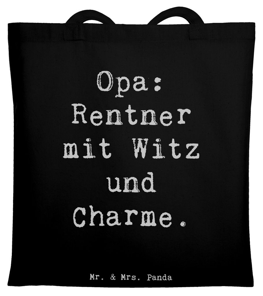 Mr. & Mrs. Panda Stoffbeutel Spruch Opa Rentner - Schwarz - Geschenk, Familienmitglieder, Jutebeutel, Familie, Großpapa, Tasche, liebevolle Erinne...