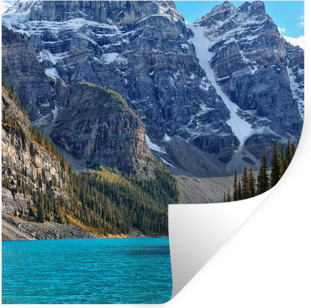 MuchoWow Wandtattoo Wandsticker Wandaufkleber Berge hinter dem Moraine Lake in Kanada 80x80 cm Selbstklebend und Repositionierbar - Wierderverwen...