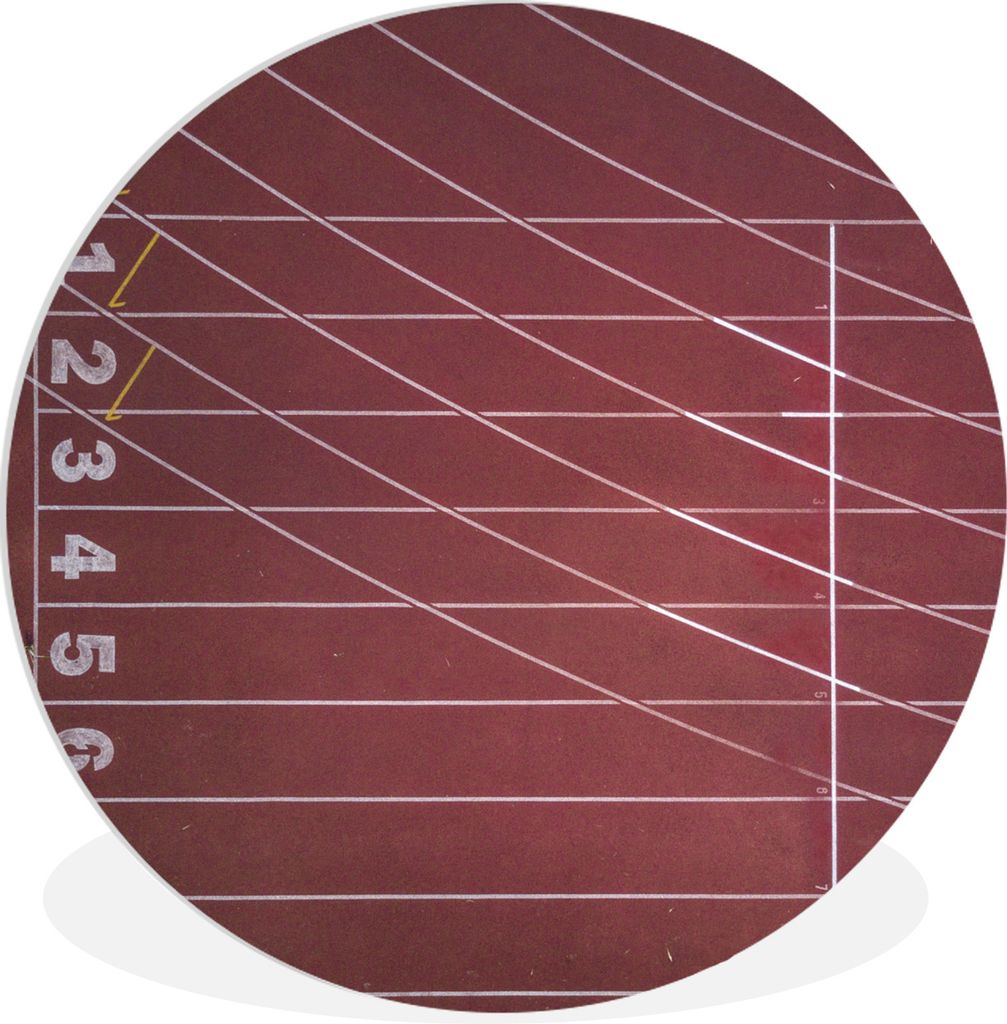 MuchoWow Rundes Wandbild - Runde Bilder Leichtathletik - Weiß - Linie Ø 60 cm Kreis Wanddekoration Kunststoff - Wandkreis - Wandschmuck - Wand ...
