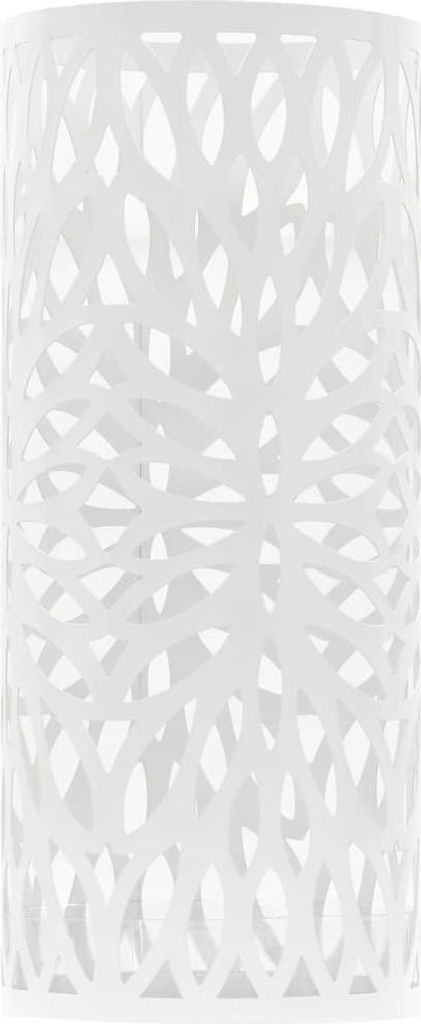 vidaXL Stojan na deštníky Leaf Motif Steel White Obrázek produktu 