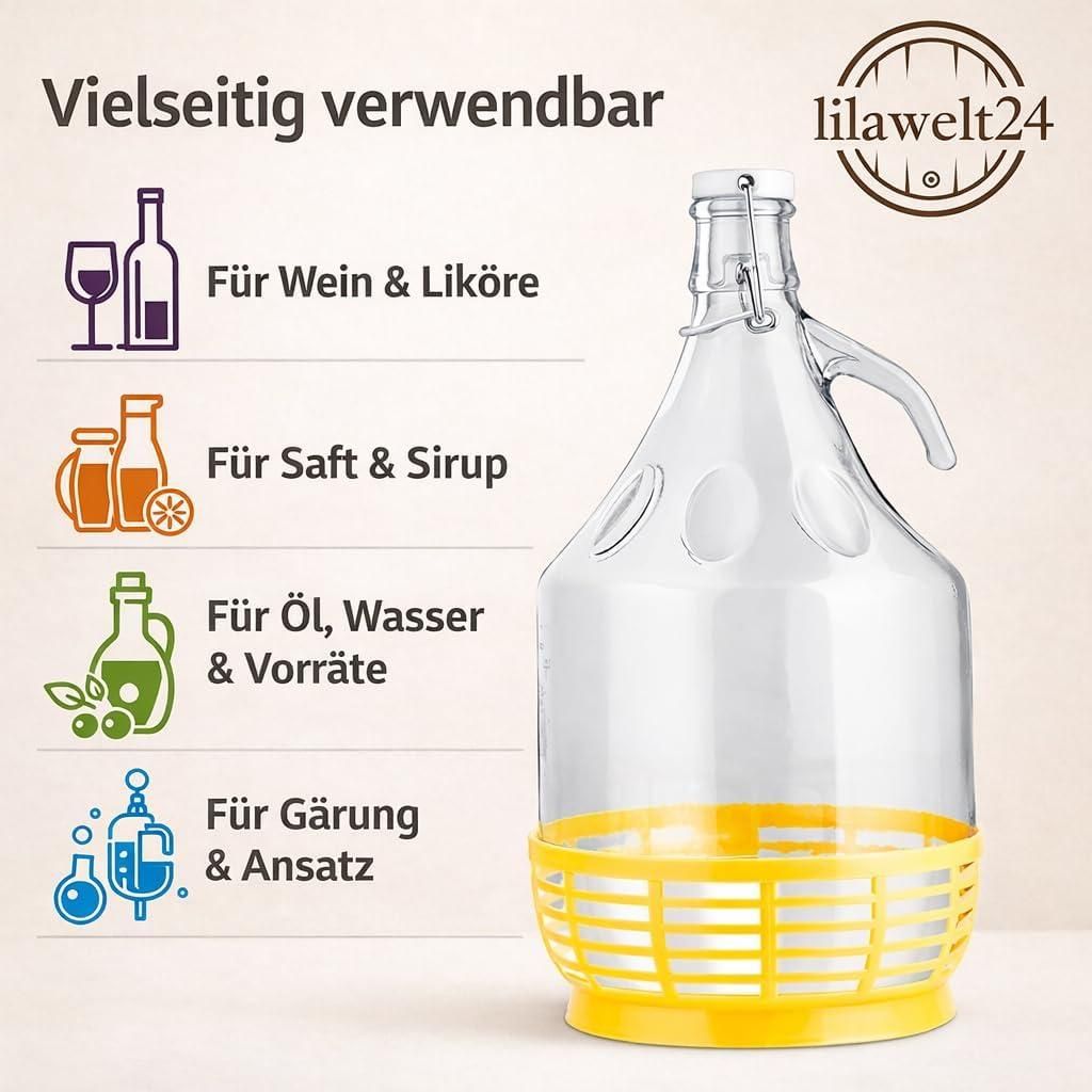 lilawelt24 6x 5L Glasballon Gallone