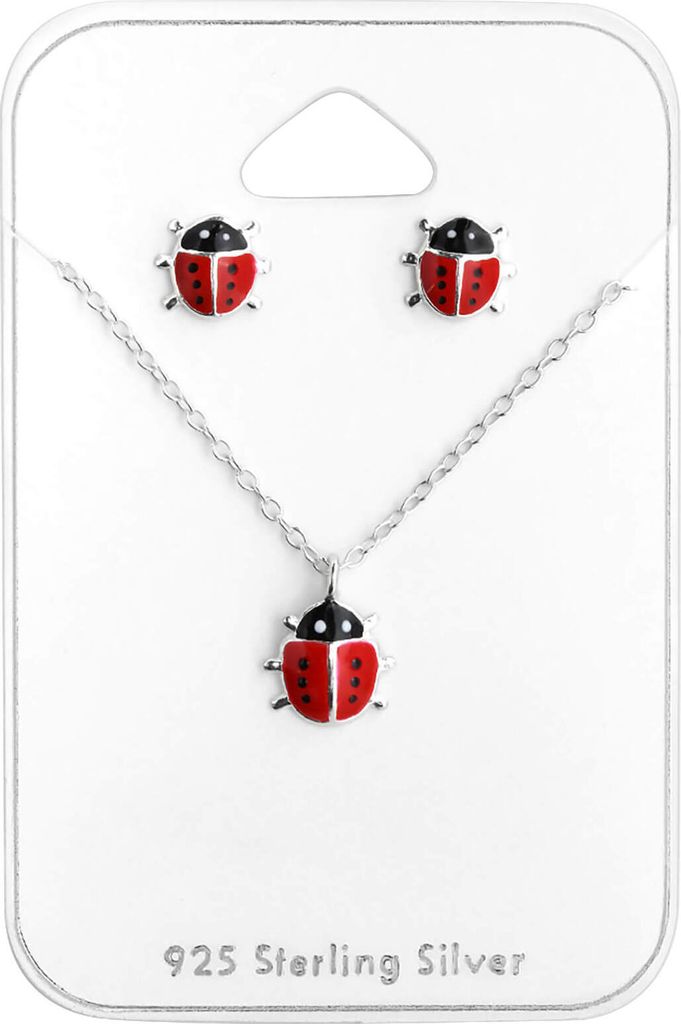 Marienkäfer Set 925 Sterling Silber Ohrringe Ohrstecker mit Produktbild 