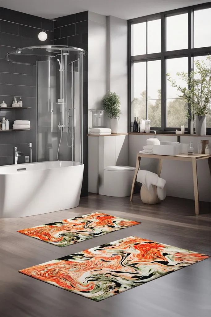 Offerta Set 2 Tappeti Bagno Mijolnir CT-5042 Multicolore 60x100cm