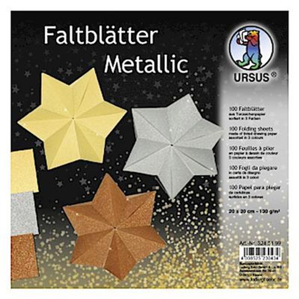 Faltblätter Metallic 130g/qm 20x20cm VE=100 Blatt 3 Farben