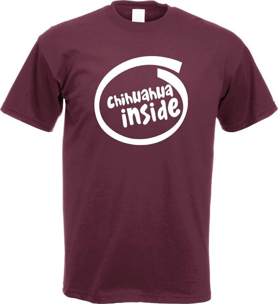 Kiwistar - T-Shirt - Burgund - chihwahwa Inside Motiv Bedruckt Funshirt Design Print - mit Motiv Bedruckt - Funshirt Design - Sport - Freizeit - He...
