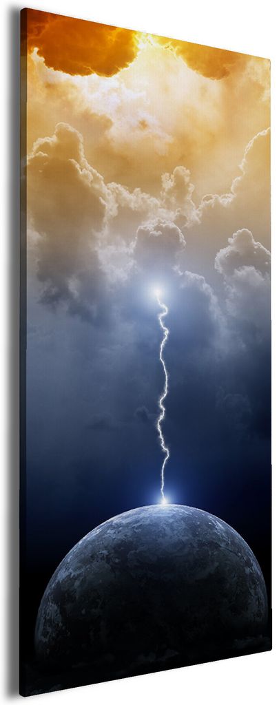 Wallario Premium Leinwandbild Gewitter über der Erde in Größe 30 x 75 cm